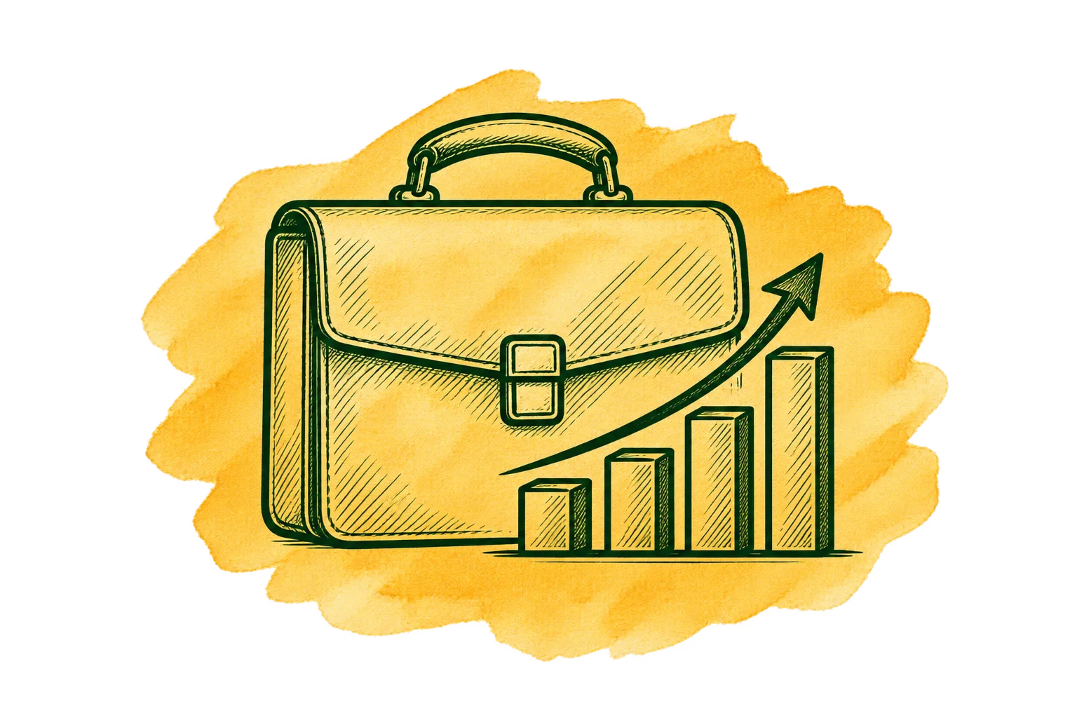Briefcase and Rising Growth Chart