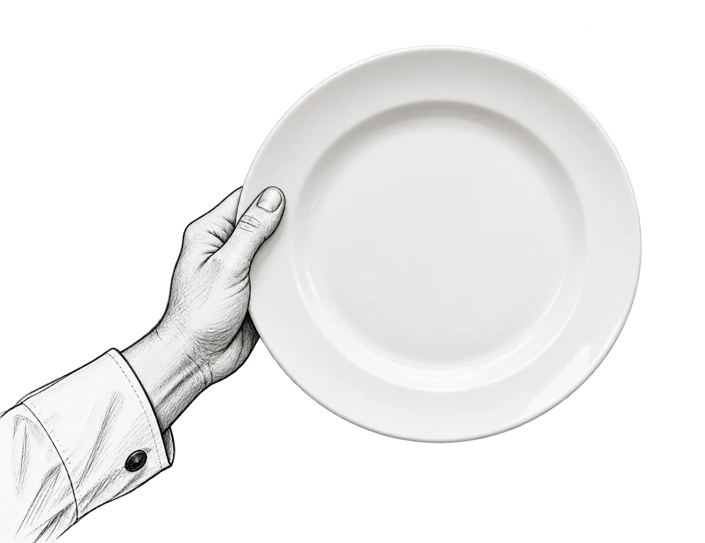 Chef’s Hand Presenting Empty Plate