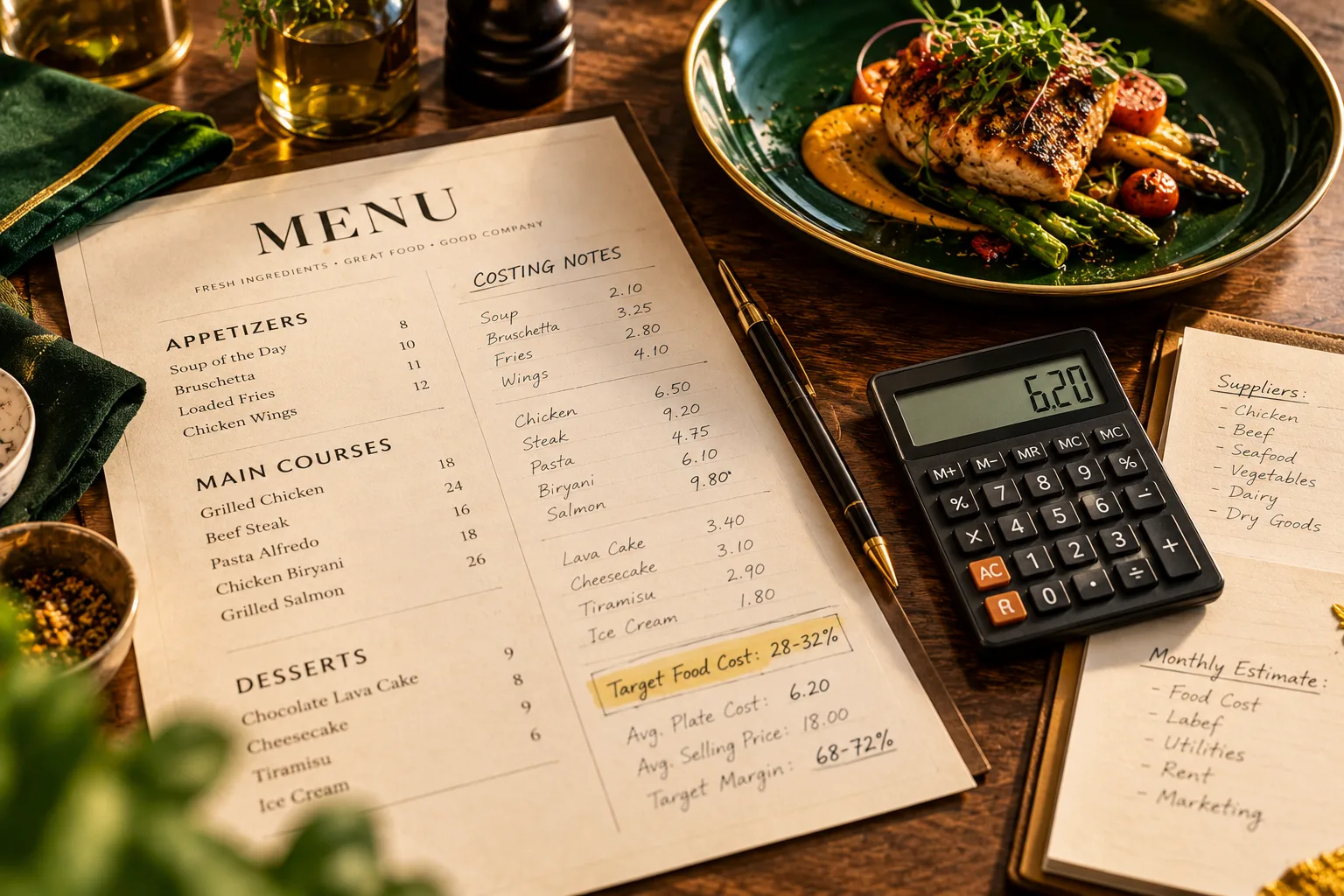 Menu Costing at the Gourmet Table