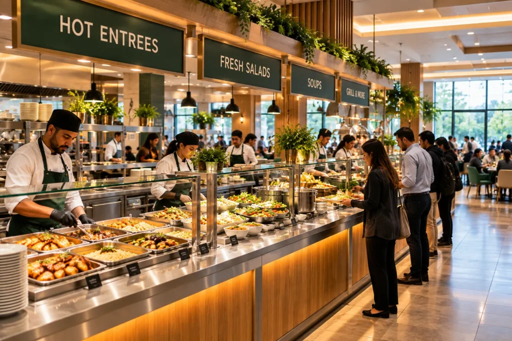 Modern Cafeteria Buffet Experience