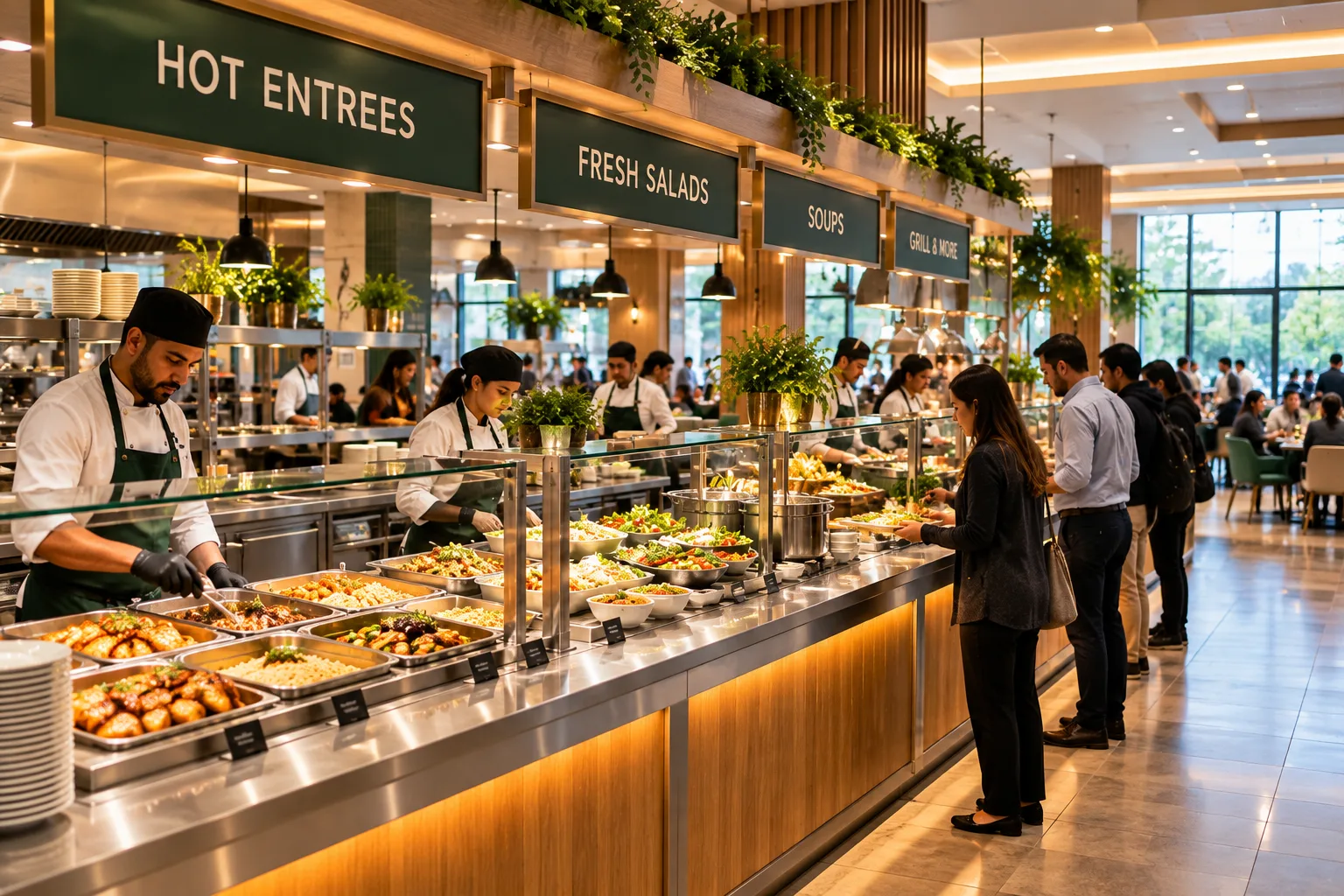 Modern Cafeteria Buffet Experience