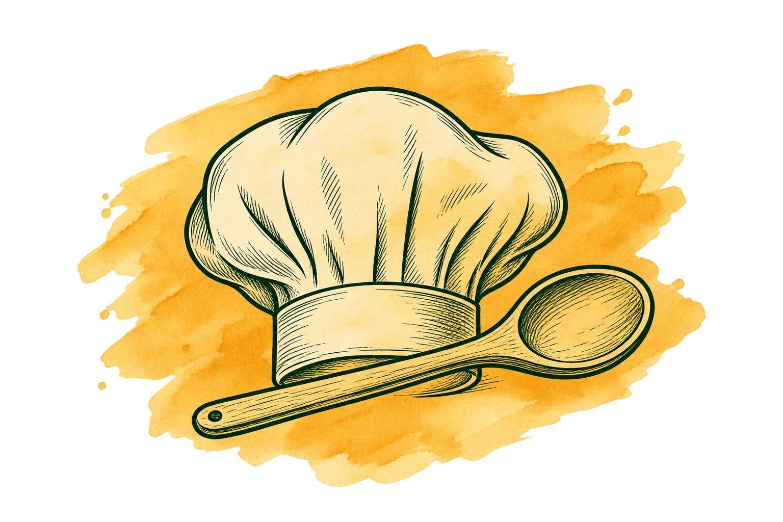 Vintage Chef Hat and Wooden Spoon Emblem