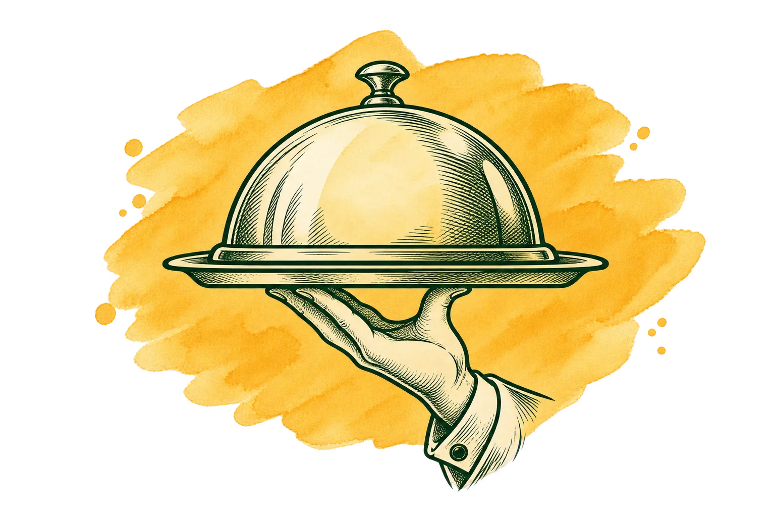 Vintage Cloche on Waiter’s Hand